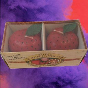 Vintage SET OF 2 Raspberry Fruit Candles Look Real!